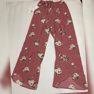 MIMI CHICA open leg PINK floral pants size Small